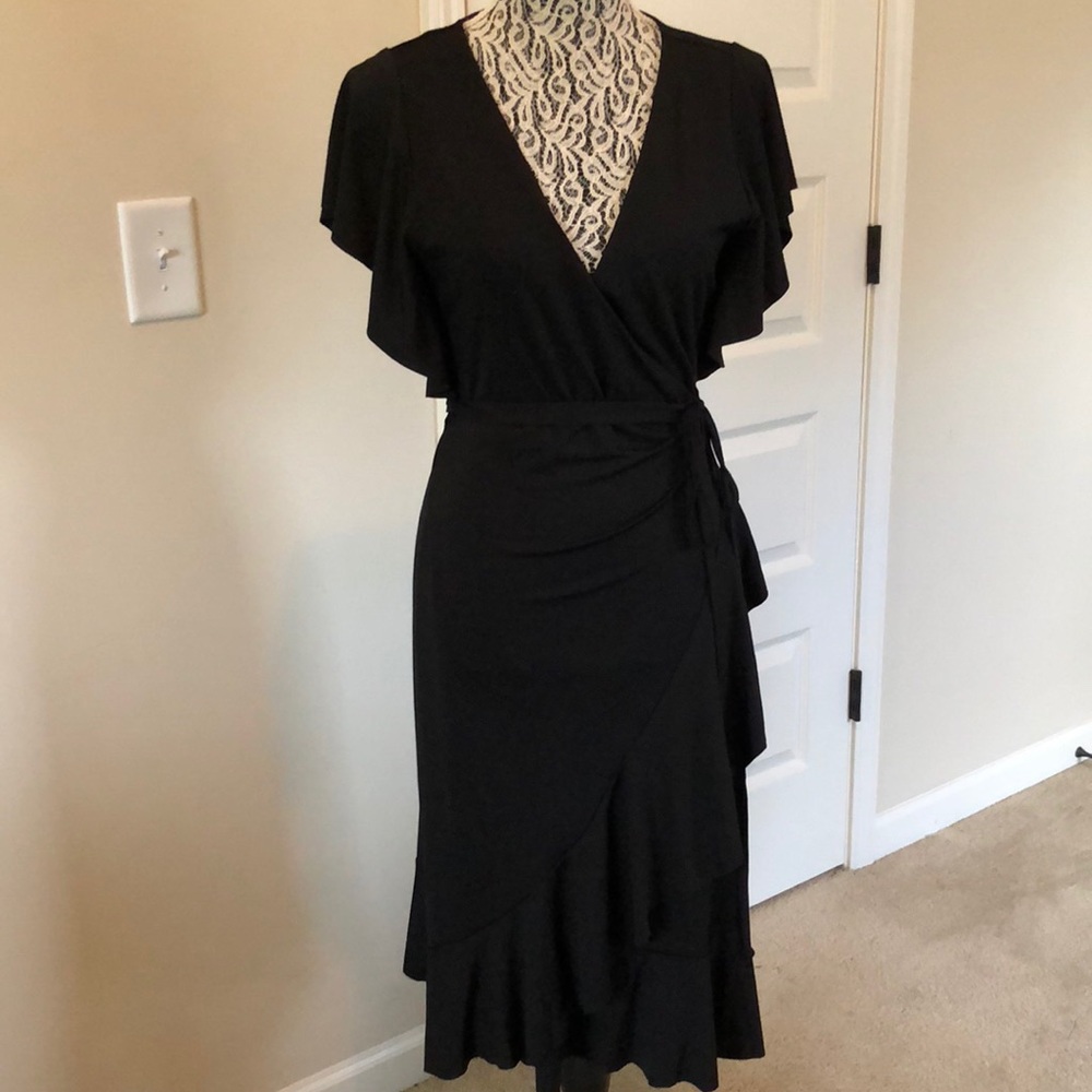 Black Ruffle Wrap Dress